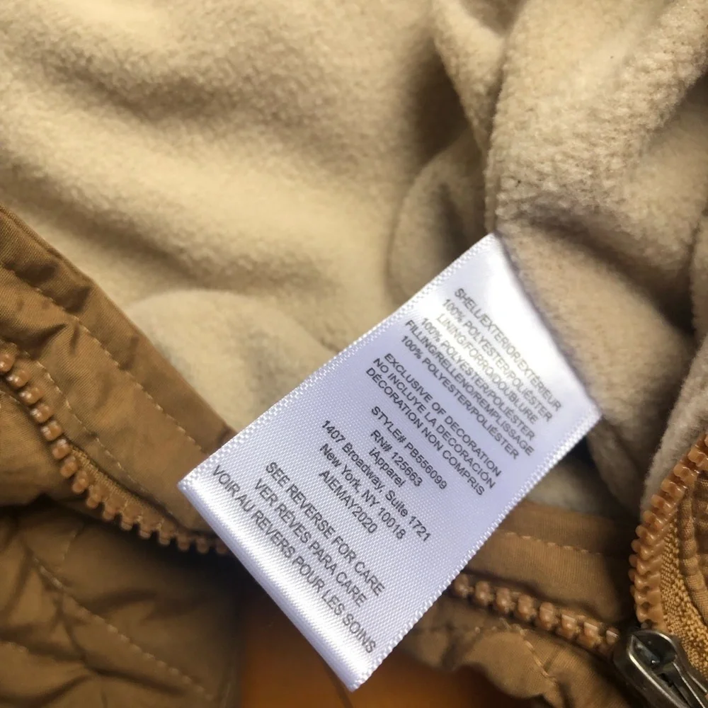 PERRY ELLIS Boy Brown‎ Tan Fleece Lined Quilted One Piece Baby Bunting Snowsuit - Picture 10 of 11